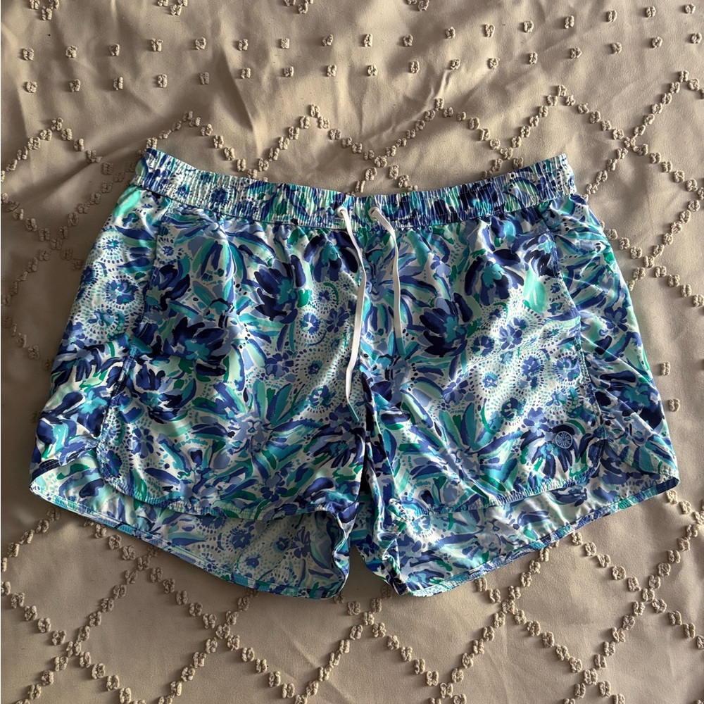 Lilly Pulitzer Blue Floral Athletic Shorts